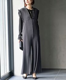 プリーツ オールインワン 38 レースアッププリーツオールインワン（サロペット