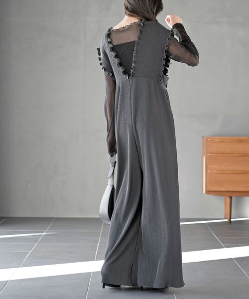 rps（アールピーエス）の「レースアッププリーツオールインワン（サロペット/オーバーオール・レディース・ブラック/チャコールグレー・フリー）」の5枚目の写真