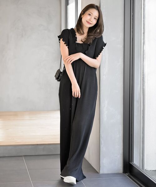 rps（アールピーエス）の「レースアッププリーツオールインワン（サロペット/オーバーオール・レディース・ブラック/チャコールグレー・フリー）」の11枚目の写真