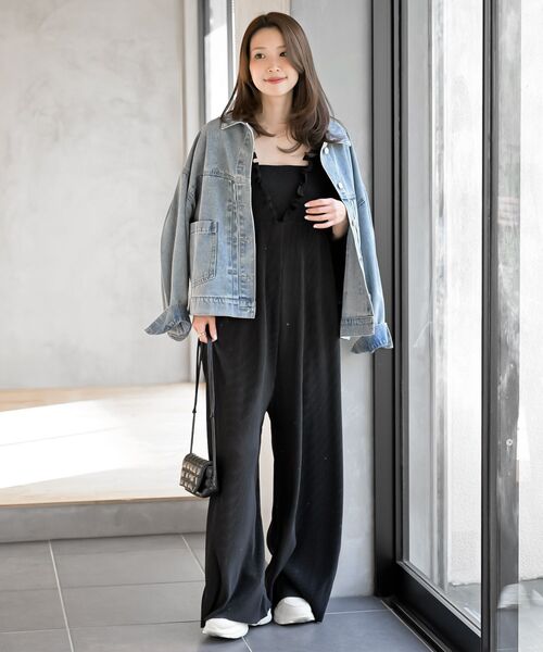 rps（アールピーエス）の「レースアッププリーツオールインワン（サロペット/オーバーオール・レディース・ブラック/チャコールグレー・フリー）」の19枚目の写真