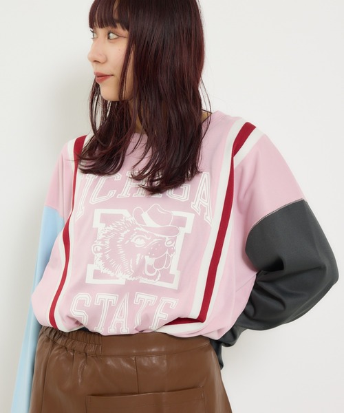 RODEO CROWNS WIDE BOWL（ロデオクラウンズワイドボウル）の「custom rib ロングスリーブTシャツ（Tシャツ/カットソー・レディース・ライトピンク/チャコールグレー/サックスブルー・FREE）」の3枚目の写真