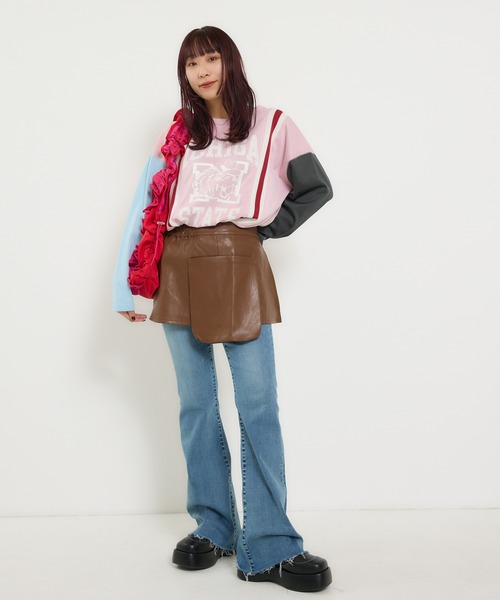 RODEO CROWNS WIDE BOWL（ロデオクラウンズワイドボウル）の「custom rib ロングスリーブTシャツ（Tシャツ/カットソー・レディース・ライトピンク/チャコールグレー/サックスブルー・FREE）」の7枚目の写真