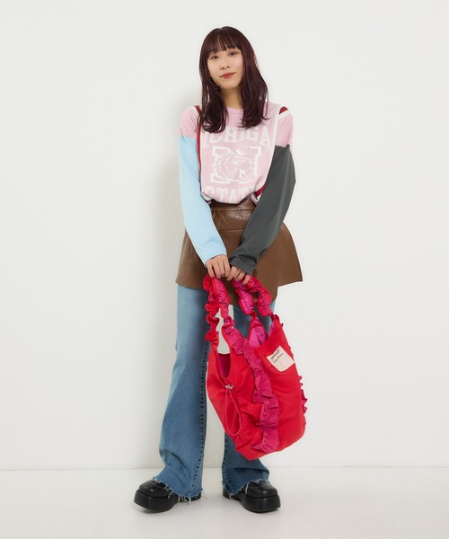 RODEO CROWNS WIDE BOWL（ロデオクラウンズワイドボウル）の「custom rib ロングスリーブTシャツ（Tシャツ/カットソー・レディース・ライトピンク/チャコールグレー/サックスブルー・FREE）」の11枚目の写真