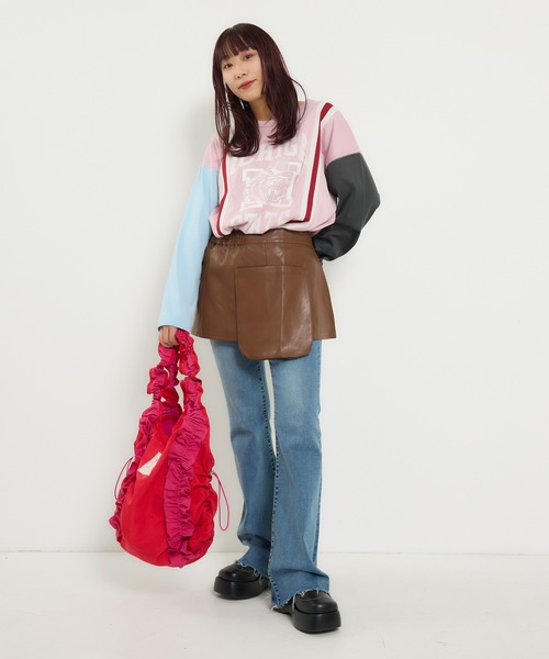 RODEO CROWNS WIDE BOWL（ロデオクラウンズワイドボウル）の「custom rib ロングスリーブTシャツ（Tシャツ/カットソー・レディース・ライトピンク/チャコールグレー/サックスブルー・FREE）」の12枚目の写真