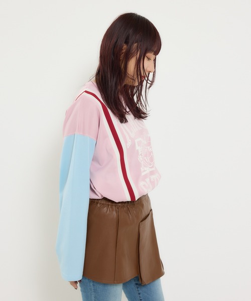 RODEO CROWNS WIDE BOWL（ロデオクラウンズワイドボウル）の「custom rib ロングスリーブTシャツ（Tシャツ/カットソー・レディース・ライトピンク/チャコールグレー/サックスブルー・FREE）」の16枚目の写真