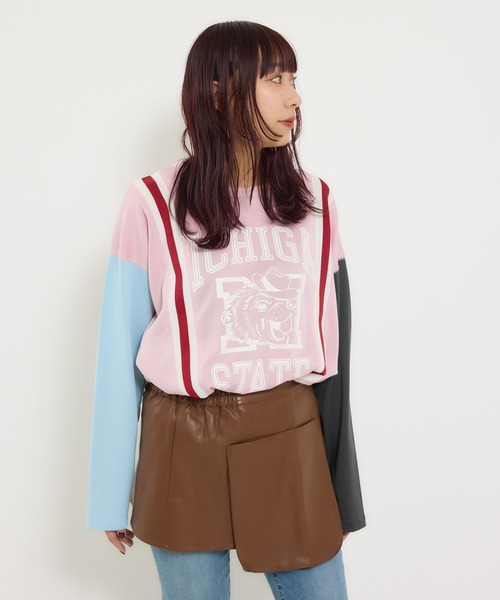 RODEO CROWNS WIDE BOWL（ロデオクラウンズワイドボウル）の「custom rib ロングスリーブTシャツ（Tシャツ/カットソー・レディース・ライトピンク/チャコールグレー/サックスブルー・FREE）」の17枚目の写真