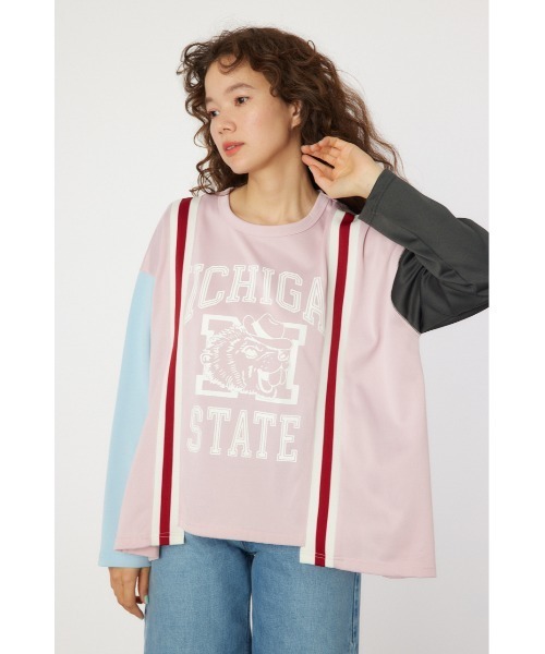 RODEO CROWNS WIDE BOWL（ロデオクラウンズワイドボウル）の「custom rib ロングスリーブTシャツ（Tシャツ/カットソー・レディース・ライトピンク/チャコールグレー/サックスブルー・FREE）」の4枚目の写真