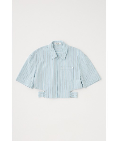 MOUSSY(マウジー)の「CROPPED BELTED シャツ(シャツ/ブラウス・レディース・ブルー系その他/ホワイト/ネイビー系・FREE)」の4枚目の写真