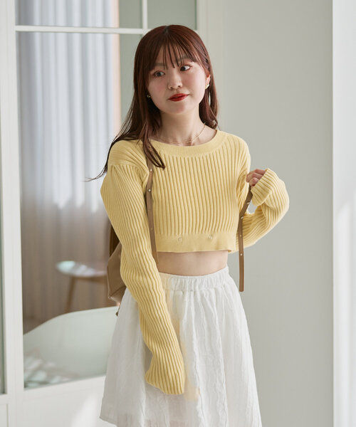 Kastane（カスタネ）の「*ケミカルリブ2WAYニット（ニット/セーター・レディース・イエロー/ピンク/ホワイト・FREE）」の18枚目の写真