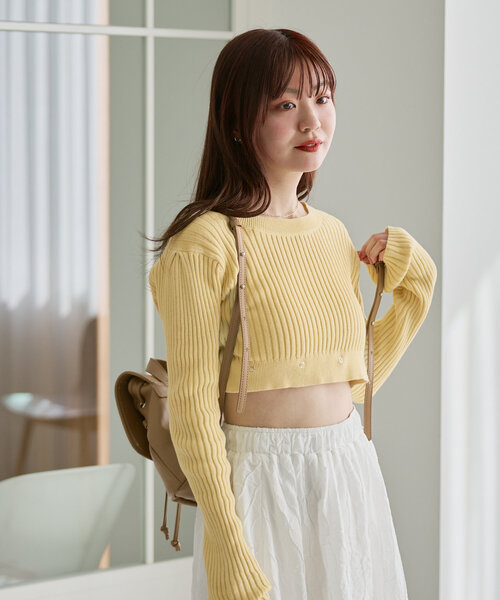 Kastane（カスタネ）の「*ケミカルリブ2WAYニット（ニット/セーター・レディース・イエロー/ピンク/ホワイト・FREE）」の17枚目の写真