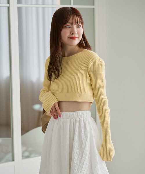 Kastane（カスタネ）の「*ケミカルリブ2WAYニット（ニット/セーター・レディース・イエロー/ピンク/ホワイト・FREE）」の16枚目の写真