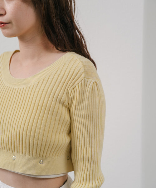 Kastane（カスタネ）の「*ケミカルリブ2WAYニット（ニット/セーター・レディース・イエロー/ピンク/ホワイト・FREE）」の4枚目の写真
