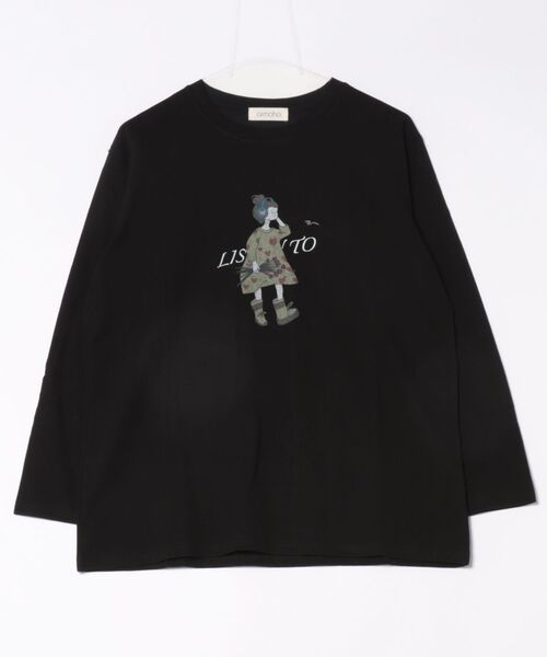 aimoha(アイモハ)の「イラストプリントロングスリーブTシャツ(Tシャツ/カットソー・レディース・ブラック/ホワイト/ダークグレー/オレンジ/イエロー・FREE)」の18枚目の写真