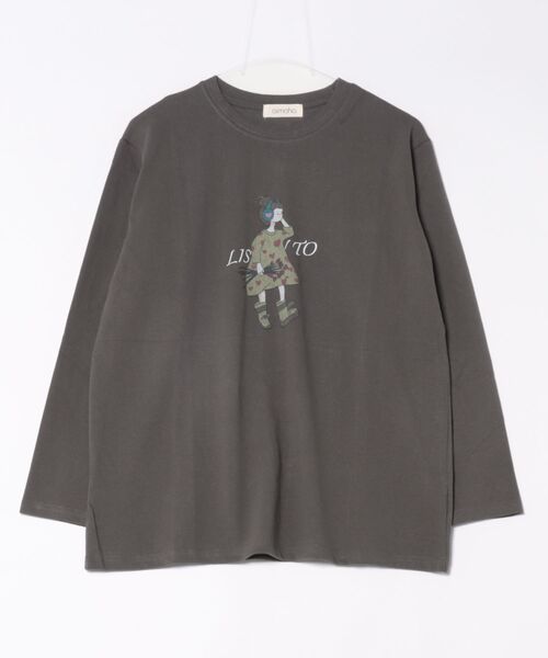 aimoha(アイモハ)の「イラストプリントロングスリーブTシャツ(Tシャツ/カットソー・レディース・ブラック/ホワイト/ダークグレー/オレンジ/イエロー・FREE)」の19枚目の写真
