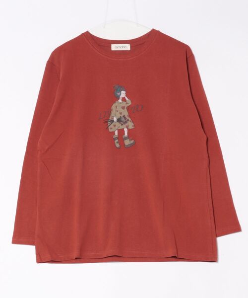 aimoha(アイモハ)の「イラストプリントロングスリーブTシャツ(Tシャツ/カットソー・レディース・ブラック/ホワイト/ダークグレー/オレンジ/イエロー・FREE)」の21枚目の写真