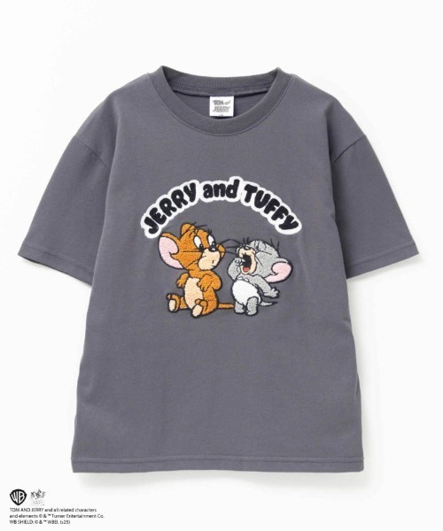 Tom＆Jerry（トムアンドジェリー）の「TOM&JERRY サガラ刺繍 ワッペンTシャツ（Tシャツ/カットソー・キッズ・オフホワイト/チャコールグレー/イエロー/サックスブルー・120/110/100/160/150/140/130）」の2枚目の写真