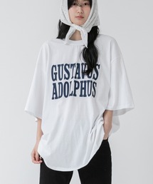 オーバーサイズ半袖ロゴプリントTシャツ/ロゴ プリン トルーズシルエット ビッグサイズ 韓国 ネイビー ホワイト オートミール カジュアル スポーティ