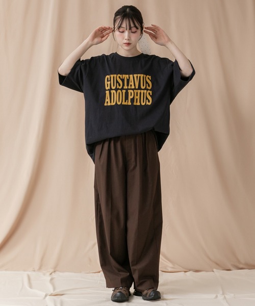 HEILIS（ヘイリス）の「オーバーサイズ半袖ロゴプリントTシャツ/ロゴ プリン トルーズシルエット ビッグサイズ 韓国 ネイビー ホワイト オートミール カジュアル スポーティ（Tシャツ/カットソー・レディース・オートミール/ネイビー/オフホワイト・FREE）」の11枚目の写真