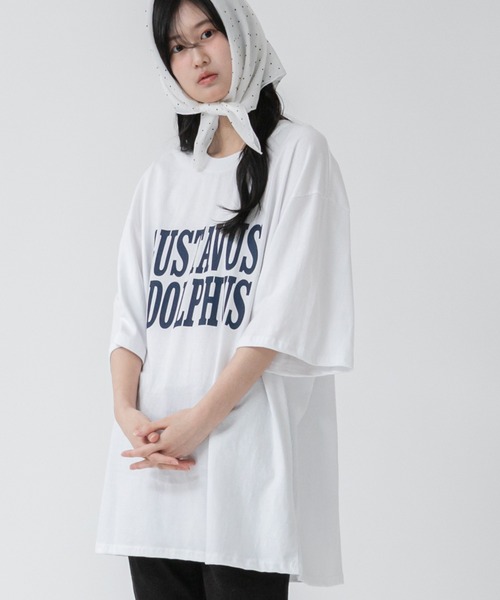 HEILIS（ヘイリス）の「オーバーサイズ半袖ロゴプリントTシャツ/ロゴ プリン トルーズシルエット ビッグサイズ 韓国 ネイビー ホワイト オートミール カジュアル スポーティ（Tシャツ/カットソー・レディース・オートミール/ネイビー/オフホワイト・FREE）」の16枚目の写真