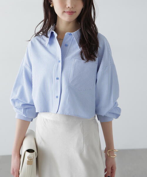 FREE'S MART（フリーズマート）の「◆バックレースアップショート丈シャツ（シャツ/ブラウス・レディース・ピンク/ホワイト/グレー/ブルー系その他・FREE）」の2枚目の写真