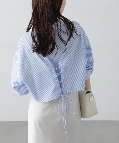 FREE'S MART（フリーズマート）の「◆バックレースアップショート丈シャツ（シャツ/ブラウス・レディース・ピンク/ホワイト/グレー/ブルー系その他・FREE）」の17枚目の写真