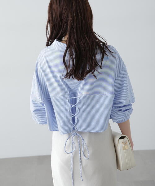 FREE'S MART（フリーズマート）の「◆バックレースアップショート丈シャツ（シャツ/ブラウス・レディース・ピンク/ホワイト/グレー/ブルー系その他・FREE）」の16枚目の写真