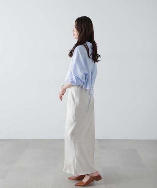 FREE'S MART（フリーズマート）の「◆バックレースアップショート丈シャツ（シャツ/ブラウス・レディース・ピンク/ホワイト/グレー/ブルー系その他・FREE）」の10枚目の写真