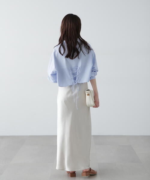 FREE'S MART（フリーズマート）の「◆バックレースアップショート丈シャツ（シャツ/ブラウス・レディース・ピンク/ホワイト/グレー/ブルー系その他・FREE）」の7枚目の写真