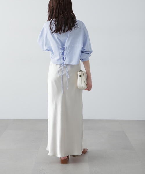 FREE'S MART（フリーズマート）の「◆バックレースアップショート丈シャツ（シャツ/ブラウス・レディース・ピンク/ホワイト/グレー/ブルー系その他・FREE）」の6枚目の写真