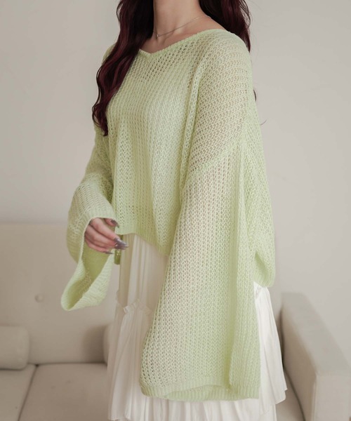 セール】flare sleeve knit tops / フレアスリーブニット