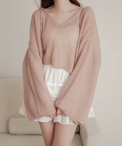 Ambre Neige(アンブルネージュ)の「flare sleeve knit tops / フレアスリーブニットトップス(ニット/セーター・レディース・アイボリー/ライトグリーン/ピンクベージュ・FREE)」の14枚目の写真