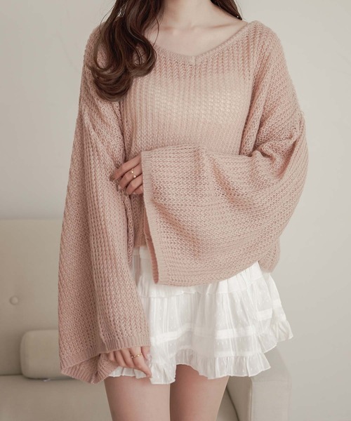 Ambre Neige(アンブルネージュ)の「flare sleeve knit tops / フレアスリーブニットトップス(ニット/セーター・レディース・アイボリー/ライトグリーン/ピンクベージュ・FREE)」の15枚目の写真
