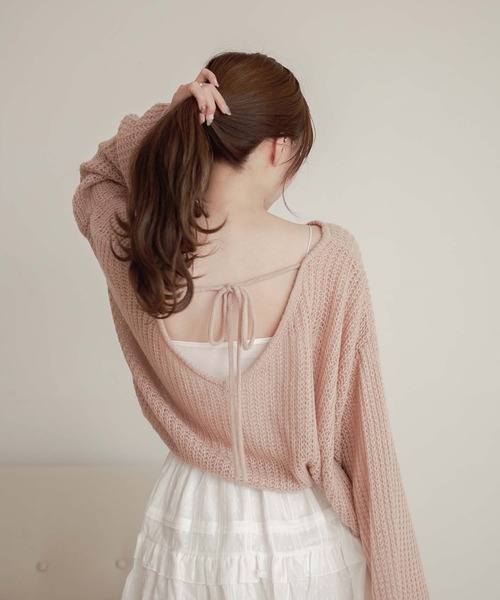 Ambre Neige(アンブルネージュ)の「flare sleeve knit tops / フレアスリーブニットトップス(ニット/セーター・レディース・アイボリー/ライトグリーン/ピンクベージュ・FREE)」の17枚目の写真