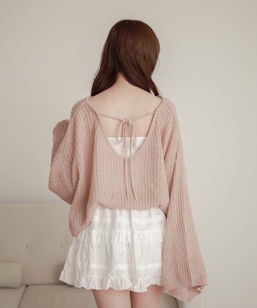 Ambre Neige(アンブルネージュ)の「flare sleeve knit tops / フレアスリーブニットトップス(ニット/セーター・レディース・アイボリー/ライトグリーン/ピンクベージュ・FREE)」の18枚目の写真