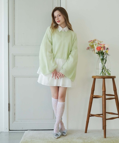 Ambre Neige(アンブルネージュ)の「flare sleeve knit tops / フレアスリーブニットトップス(ニット/セーター・レディース・アイボリー/ライトグリーン/ピンクベージュ・FREE)」の21枚目の写真