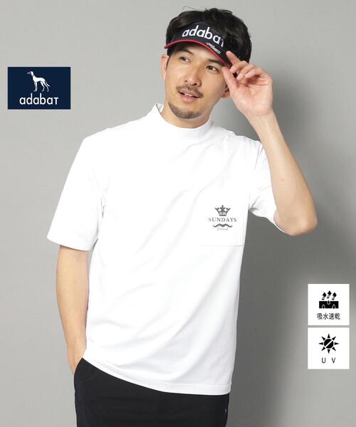 adabat（アダバット）の「【新レーベル ADABAT NAVY】UVカット/吸水速乾 ポケット付モックネックT（Tシャツ/カットソー・メンズ・ホワイト/ネイビー/ブラック・52/50/48/46）」の2枚目の写真