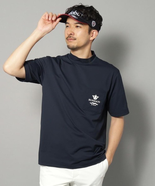 adabat（アダバット）の「【新レーベル ADABAT NAVY】UVカット/吸水速乾 ポケット付モックネックT（Tシャツ/カットソー・メンズ・ホワイト/ネイビー/ブラック・52/50/48/46）」の3枚目の写真