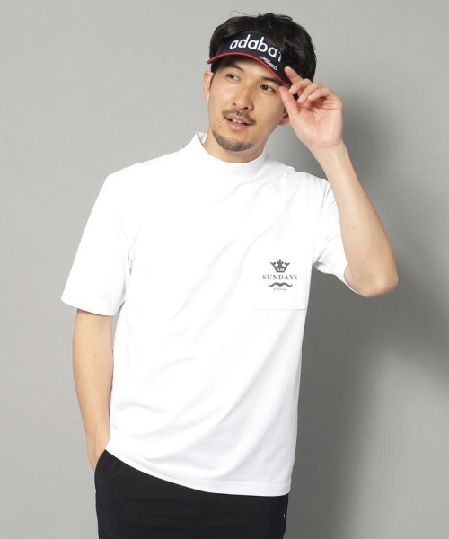 adabat（アダバット）の「【新レーベル ADABAT NAVY】UVカット/吸水速乾 ポケット付モックネックT（Tシャツ/カットソー・メンズ・ホワイト/ネイビー/ブラック・52/50/48/46）」の2枚目の写真