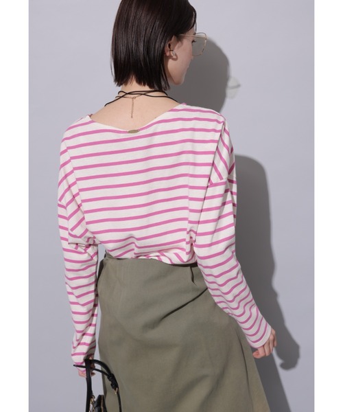 Arpege story(アルページュストーリー)の「ボーダードルマンカットソー(Tシャツ/カットソー・レディース・ネイビー/ピンク/ライトイエロー・2)」の16枚目の写真