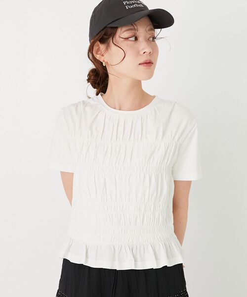 le.coeur blanc（ルクールブラン）の「フロントシャーリングTシャツ（Tシャツ/カットソー・レディース・オフホワイト/ブラック・38）」の15枚目の写真