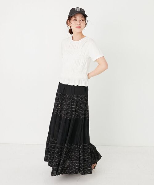 le.coeur blanc（ルクールブラン）の「フロントシャーリングTシャツ（Tシャツ/カットソー・レディース・オフホワイト/ブラック・38）」の16枚目の写真