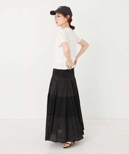 le.coeur blanc（ルクールブラン）の「フロントシャーリングTシャツ（Tシャツ/カットソー・レディース・オフホワイト/ブラック・38）」の17枚目の写真