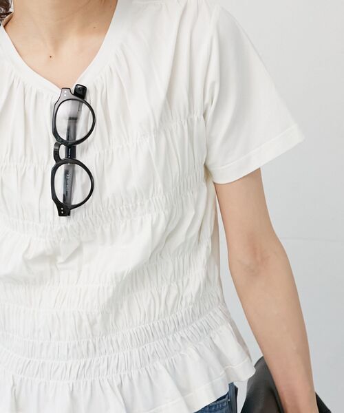 le.coeur blanc（ルクールブラン）の「フロントシャーリングTシャツ（Tシャツ/カットソー・レディース・オフホワイト/ブラック・38）」の20枚目の写真