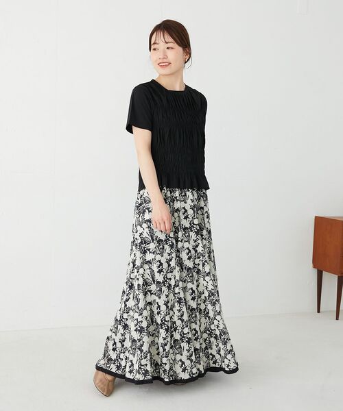 le.coeur blanc（ルクールブラン）の「フロントシャーリングTシャツ（Tシャツ/カットソー・レディース・オフホワイト/ブラック・38）」の5枚目の写真