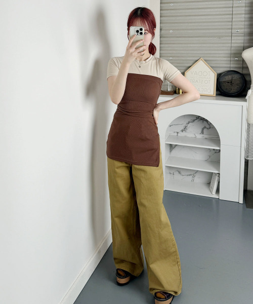 セール】ベアトップ ビスチェ風 チューブトップ 2WAY（チューブトップ