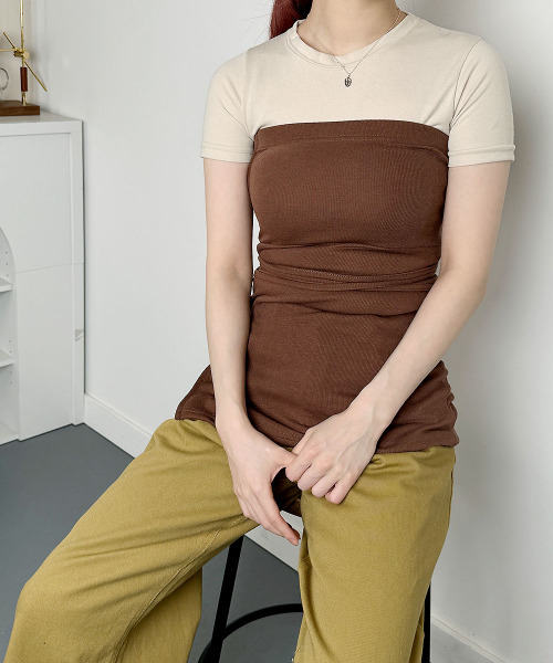 VIVID LADY(ビビッドレディー)の「ベアトップ ビスチェ風 チューブトップ 2WAY(チューブトップ・レディース・ブラウン/ブラック/カーキ/チャコールグレー・FREE)」の19枚目の写真