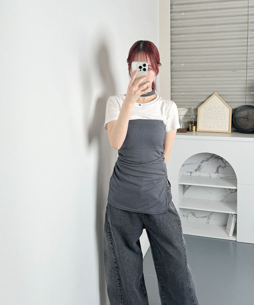 セール】ベアトップ ビスチェ風 チューブトップ 2WAY（チューブトップ