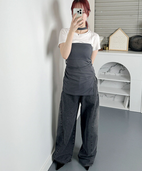 セール】ベアトップ ビスチェ風 チューブトップ 2WAY（チューブトップ