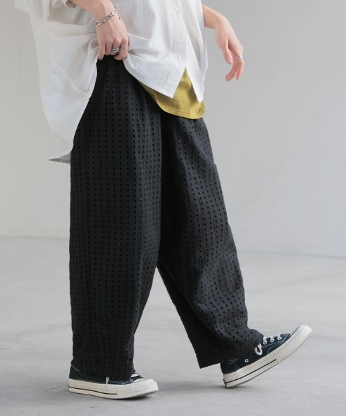 HUG.U（ハグユー）の「ナチュゆる メッシュコットンパンツ（その他パンツ・レディース・ブラック/ホワイト・M/L）」の6枚目の写真