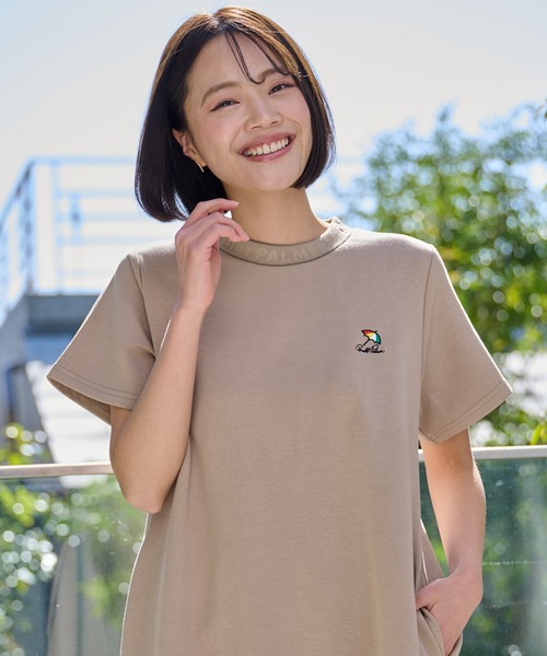 Arnold Palmer（アーノルドパーマー）の「シルキーポンチ 衿ロゴ カットワンピース（ワンピース・レディース・ベージュ/ネイビー・S/M/L）」の3枚目の写真